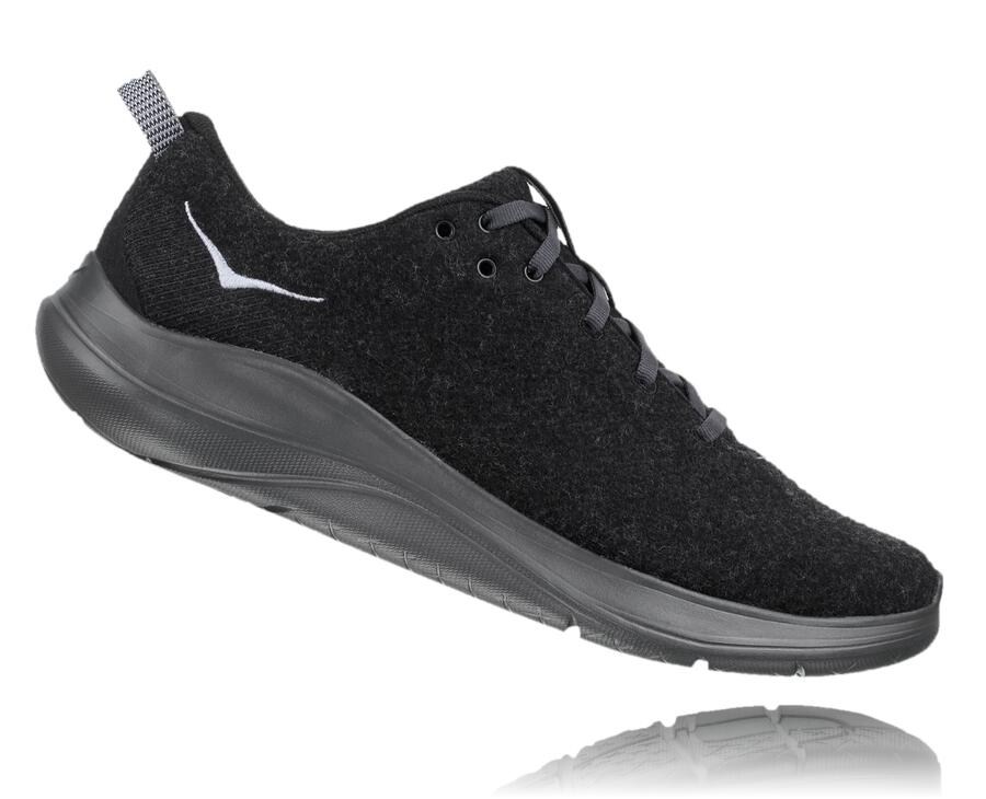 Hoka Australia One One Hupana Flow Wool - Mens Running Shoes Black - WENYO-3285